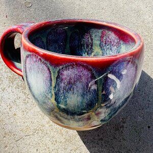 Pink and Blue Drip Glaze Handmade High Fired Mug